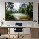 Misty Lake Forest Green Trees Calm Water Reflection Mountain by MyGreatCanvas | Canvas Wall Art Prints | Photo Prints & Wall Decor