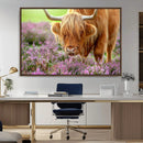 Highland Cow Wall Art Canvas Print – Framed Purple Flowers by MyGreatCanvas | Canvas Wall Art Prints | Photo Prints & Wall Decor