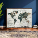 Personalized Push Pin World Map Canvas Print – Custom Framed