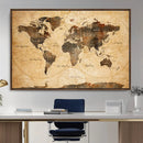 Push Pin World Map Canvas Print – Travel Tracker Wall Art
