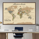 Personalized Push Pin Map with Pin Wall Art Canvas Print –