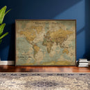 Customize Push Pin Vintage World Map Wall Art Canvas Print –