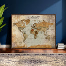 Customized Push Pin World Map Wall Art Canvas Print with