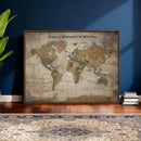 Personalized World Map Wall Art Canvas Print – Custom Push by MyGreatCanvas | Canvas Wall Art Prints | Photo Prints & Wall Decor