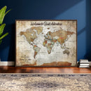 Personalized World Map Wall Art Canvas Print – Custom Push
