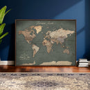 Personalized World Map Wall Art – Custom Framed Push Pin