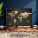 Custom Push Pin World Map Wall Art – Personalized Travel