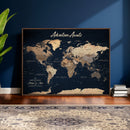 Custom Push Pin World Map Canvas Print – Custom Framed