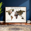 Personalized Push Pin World Map Canvas Print – Custom Framed