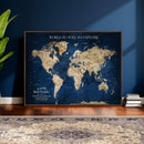 Custom Push Pin World Map Personalized Travel Tracker Canvas