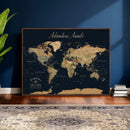 Personalized World Map Wall Art Print – Custom Push Pin