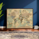 Personalized World Map Canvas – Custom Framed Push Pin