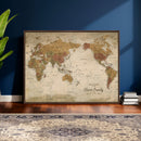 Personalized World Map Canvas Print – Framed Push Pin Travel