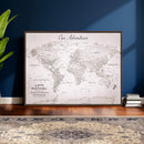 Personalized Vintage World Map Canvas Print – Custom Push