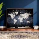 Custom Push Pin World Map Wall Canvas Print – Personalized