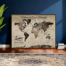 Custom Push Pin World Map Wall Canvas Print – Personalized