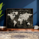 Personalized Push Pin World Map Canvas – Custom Framed