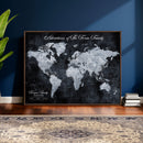 Personalized Push Pin World Map Canvas – Custom Framed