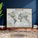 Personalized Push Pin World Map Canvas – Custom Framed
