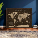 Personalized Push Pin World Map Canvas – Custom Framed