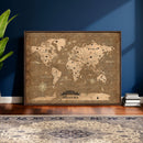 Custom Push Pin World Map Wall Art Canvas Print – Personalized Travel Tracker with Pins Framed Large for Home and Office Decor