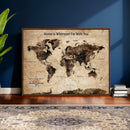 Personalized Framed World Map Wall Art Canvas Print – Custom