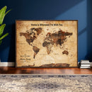 Custom Vintage World Map Canvas Wall Art – Custom Framed