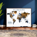 Personalize World Map Canvas Wall Art – Framed Custom Push
