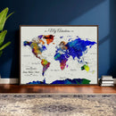 Detailed Custom World Map Print – Framed Custom Push Pin