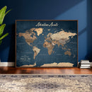 Personalized Vintage Push Pin World Map Canvas Print –
