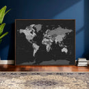 Black World Map Wall Art Canvas Print – Detailed Map of the by MyGreatCanvas | Canvas Wall Art Prints | Photo Prints & Wall Decor