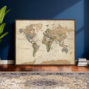 Framed World Map Wall Art for Home and Office Decor