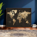 Framed World Map with Pin Canvas Print – Detailed World Map