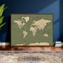 Vintage World Map Canvas Wall Art Print, Classic Global Map