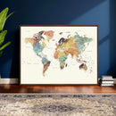 Framed World Map Wall Art Canvas Print for Living Room and by MyGreatCanvas | Canvas Wall Art Prints | Photo Prints & Wall Decor