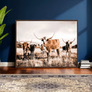 Texas Longhorn Cattle Wall Art Canvas Print, Sepia Western by MyGreatCanvas | Canvas Wall Art Prints | Photo Prints & Wall Decor