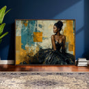 Elegant Woman Canvas Wall Art — Black Gold Gown Fashion by MyGreatCanvas | Canvas Wall Art Prints | Photo Prints & Wall Decor