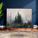 Misty Pine Forest Oil Painting Canvas — Dark Moody Teal Grey by MyGreatCanvas | Canvas Wall Art Prints | Photo Prints & Wall Decor