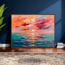 Bold Palette Knife Ocean Sunset Canvas — Orange Pink Teal by MyGreatCanvas | Canvas Wall Art Prints | Photo Prints & Wall Decor