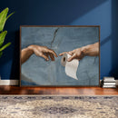 Funny Bathroom Canvas Wall Art, Michelangelo Creation of by MyGreatCanvas | Canvas Wall Art Prints | Photo Prints & Wall Decor