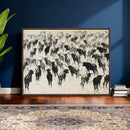 Longhorn Cattle Canvas Wall Art, Black White Stampede Ink by MyGreatCanvas | Canvas Wall Art Prints | Photo Prints & Wall Decor