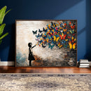 Banksy Graffiti Butterfly Girl Wall Art Canvas Print, Framed by MyGreatCanvas | Canvas Wall Art Prints | Photo Prints & Wall Decor