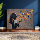 Urban Banksy Butterfly Girl Wall Art Canvas Print, Framed by MyGreatCanvas | Canvas Wall Art Prints | Photo Prints & Wall Decor