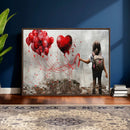 Girl Graffiti Wall Art Canvas Print, Red Balloon Heart by MyGreatCanvas | Canvas Wall Art Prints | Photo Prints & Wall Decor