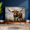 Texas Longhorn Canvas Wall Art Western Bull Desert Moody by MyGreatCanvas | Canvas Wall Art Prints | Photo Prints & Wall Decor