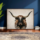 Texas Longhorn Canvas Wall Art Western Bull Desert Moody by MyGreatCanvas | Canvas Wall Art Prints | Photo Prints & Wall Decor