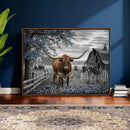 Texas Longhorn Canvas Wall Art, Rustic Farm Barn Bluebonnet by MyGreatCanvas | Canvas Wall Art Prints | Photo Prints & Wall Decor