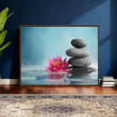 Zen Canvas Wall Art Lotus Flower Stacked Stones Teal Spa by MyGreatCanvas | Canvas Wall Art Prints | Photo Prints & Wall Decor