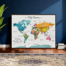 Custom Push Pin Watercolor World Map Canvas Wall Art Print – by MyGreatCanvas | Canvas Wall Art Prints | Photo Prints & Wall Decor