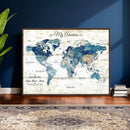 Watercolor World Map Canvas Wall Art Print – Abstract